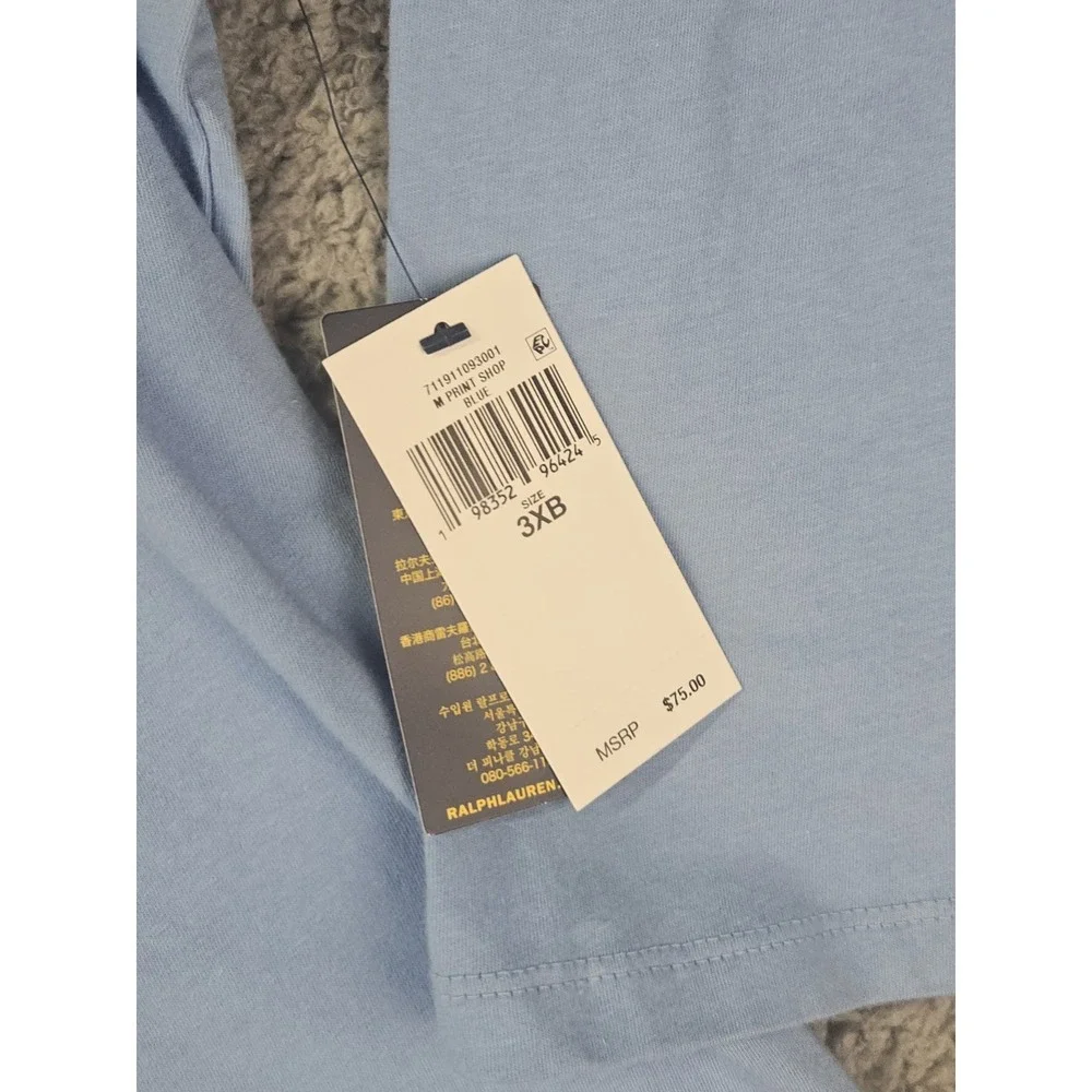 Polo Ralph Lauren Hoodie 3XB Blue Graphic Logo Print Shop Big & Tall NWT